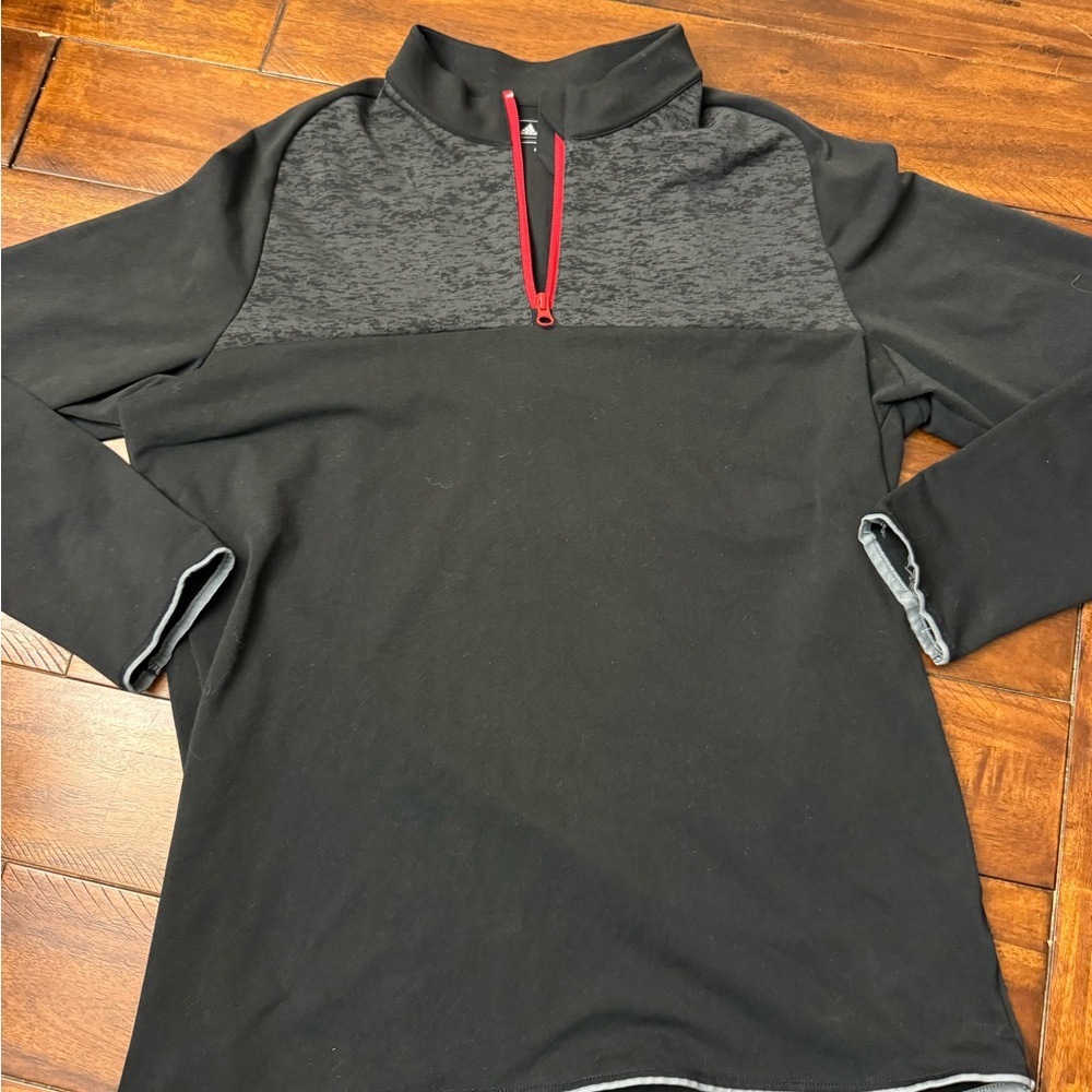 Adidas Golf Quarter Zip Pullover Black Gray Red Men’s Large